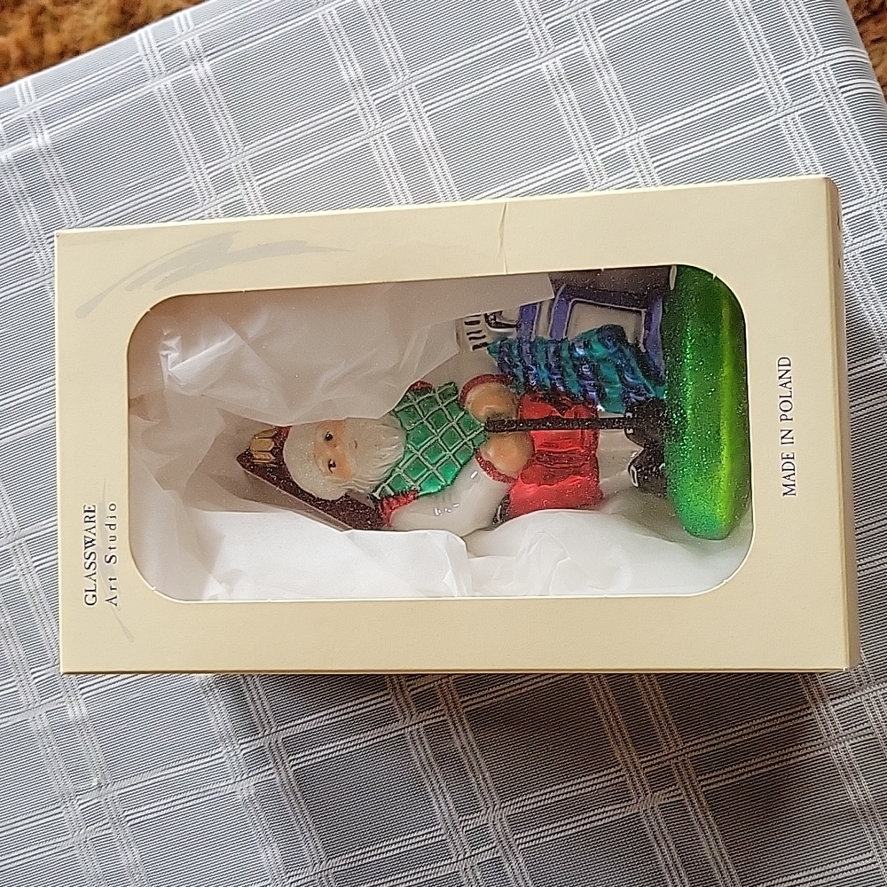 Poland Handcrafted Christmas Glass Ornament- Golfing